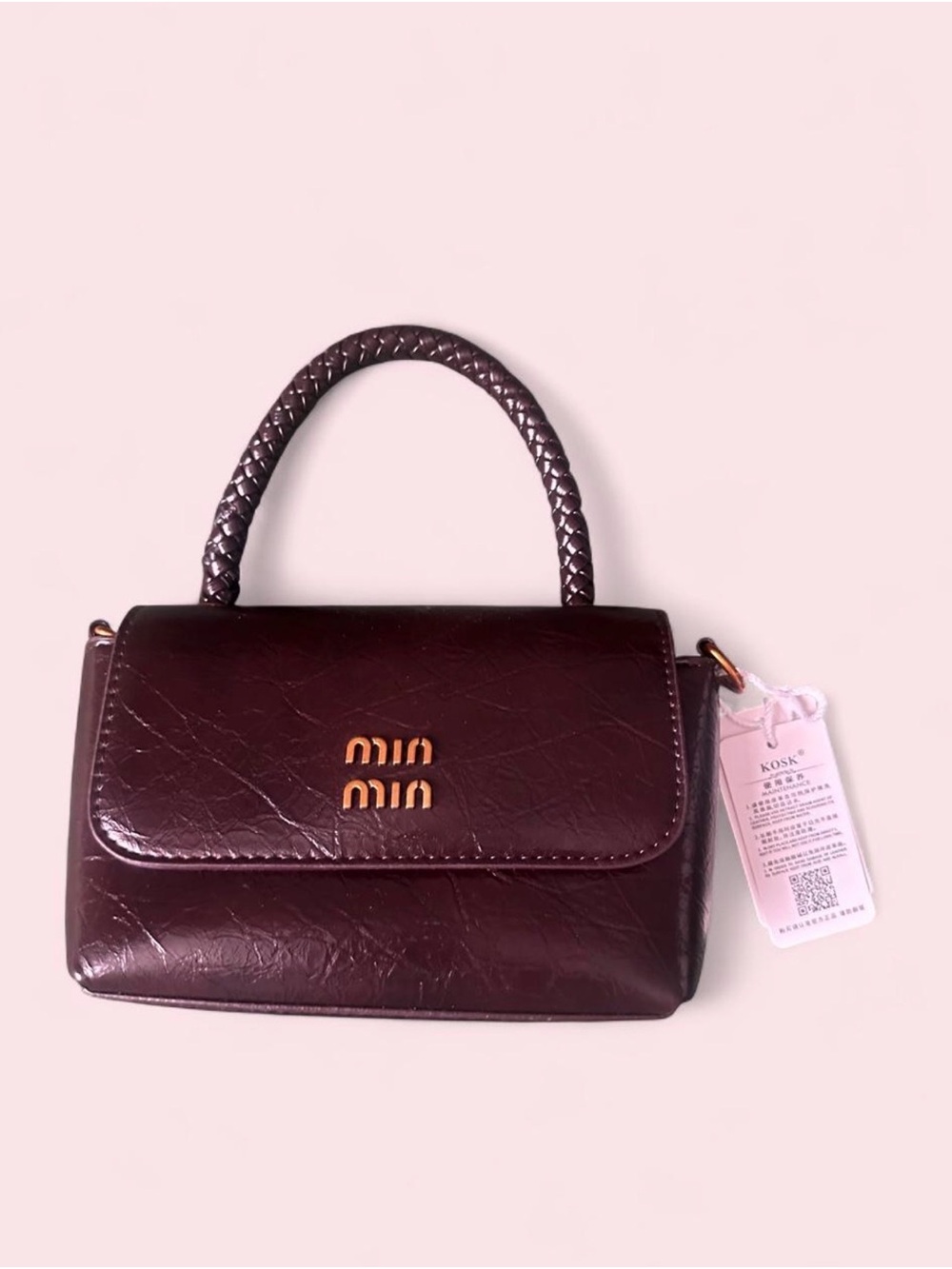 Kosk Min Min Burgundy Top-Handle Bag